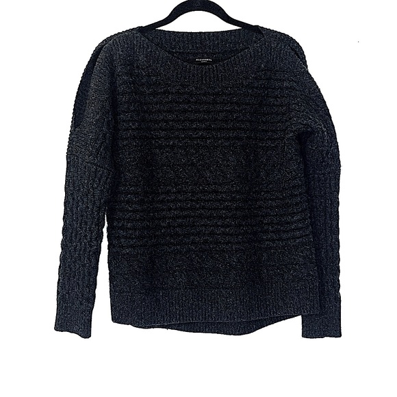 Allsaints Reed Chunky Knit Charcoal Gray Sweater S - Picture 3 of 14
